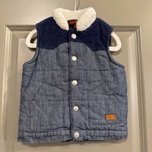 7 For All Mankind Quilted Denim Sherpa Lined Collar Vest Size 24 Months